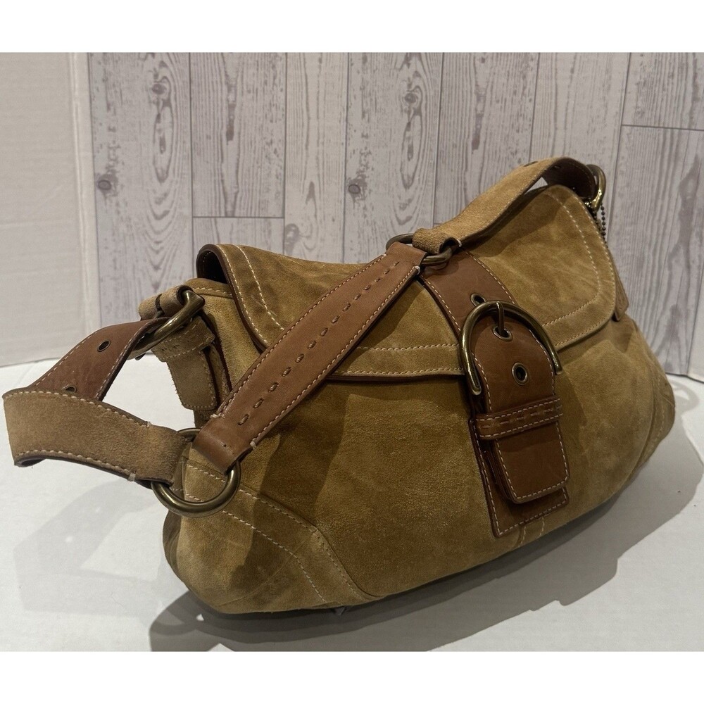 Coach Vintage Camel Tan Suede Soho Signature Shoulder Bag Y2K Classic